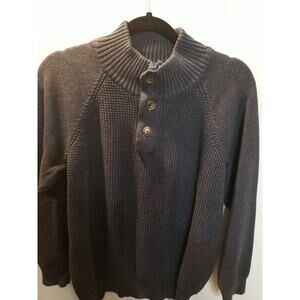 Original Weatherproof Mens Large Blue 1/4 Button Pullover Grandpa Sweater Waffle